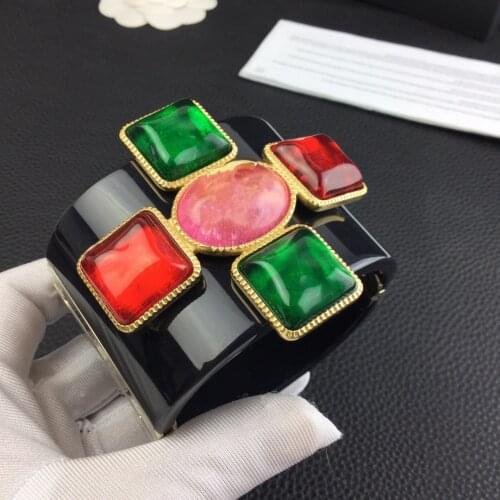 Hot Brand Fashion For Women Big Width Cuff Bracelet Praty Jewelry Crush Black Acrylic Colorful Cross Unique Top Quality