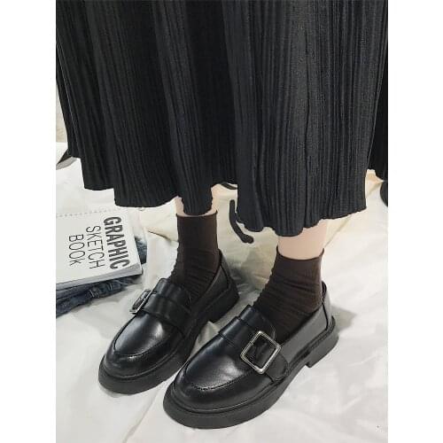 Ins small leather shoes women 2020 spring retro one-step new student flat-bottomed wild British style single shoe trend