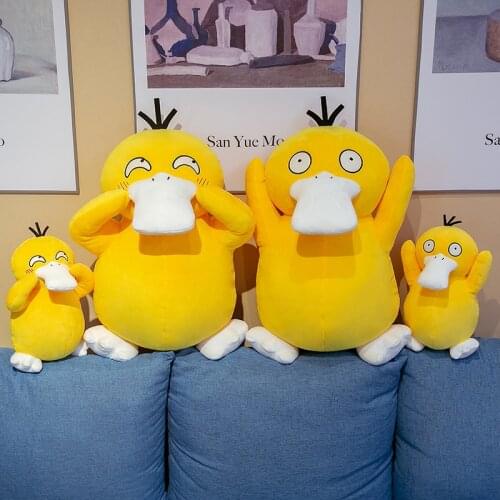 Cartoon anime peripheral Pokemones Yellow duck Psyduck plush toys kawaii room decor soft stuffed dolls fine Gifts for kid