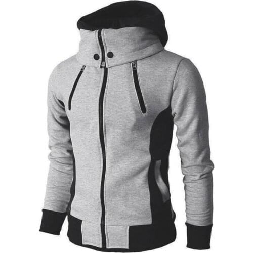 2021 New Men Zipper Jackets Autumn Winter Casual Fleece Coats Bomber Jacket Scarf Collar Fashion Hooded Male Outwear Slim Hoody
