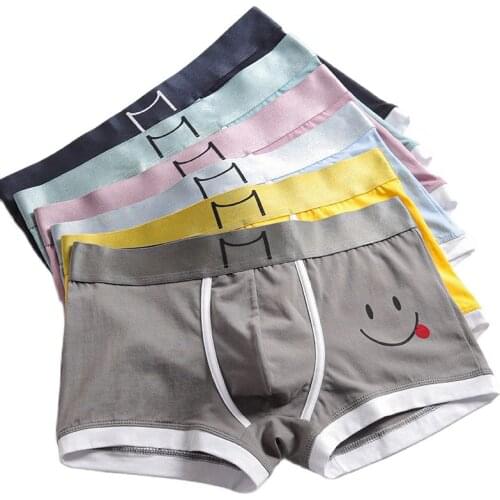 Mens Boxers NGGGN Summer Underwear Cute Male Tide Cotton Thin Air Motion Wind Shorts