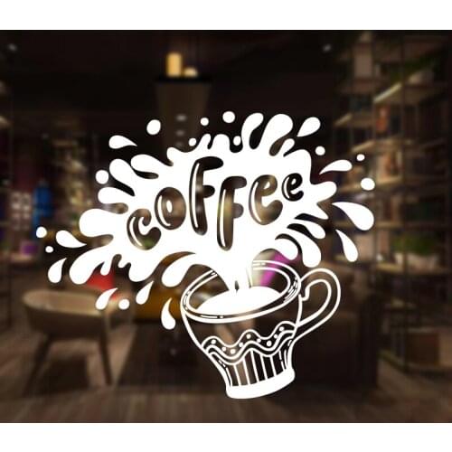 Coffee Shop Sticker Decal Cafe Cup Vinyl Art Wall Decals Decor Mural Decoration Break Coffee Glass Decals CAFE1018