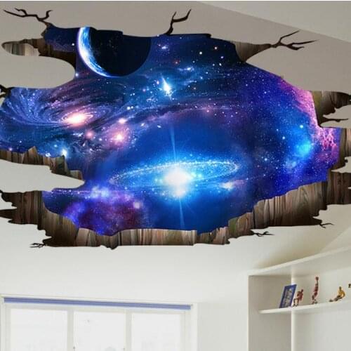 Floor Wall Sticker 3D Removable Decals Wallpaper For Room Home Decoration Star sky