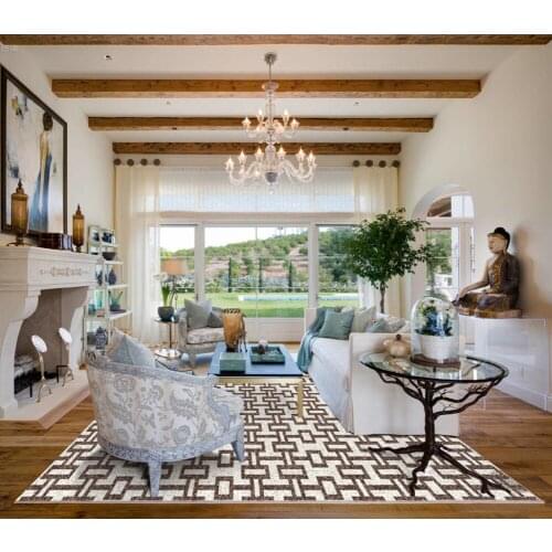 Wallpaper for bathroom waterproof Fresh new Chinese box arrangement pattern bedroom living room carpet floor