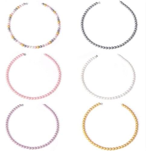 Natural Shell Freshwater Pearl Necklace White Pink Purple Synthesis Pearl Chokers Necklace Jewelry For Women Gift New Fashion