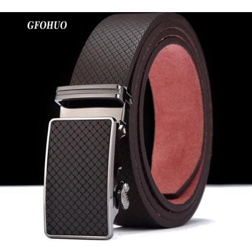 GFOHUO High quality brand luxury automatic buckle cowhide belt genuine leather business belts for men Geometric pattern