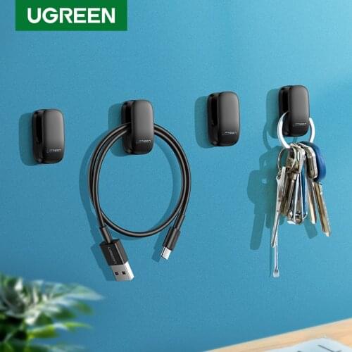 UGREEN Holder Hanger Hook 4pcs Organizer Holder Clip for Key Bag Car Office Headphone Charger Cable Management Car Cable Holder