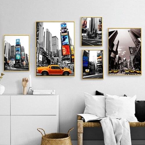 Modern New York City Scene Wall Picture Home Adornment Black White Building Canvas Painting Billboard Bedroom Wall Picture