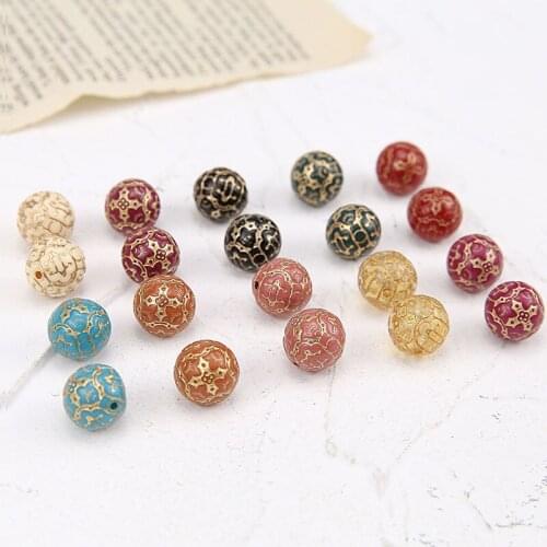 10pcs New Fashion Chinese Style Drawing phnompenh Resinper forated Beads Earings for Vintage Diy Jewelry Accessories Women Resin