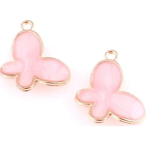 10pcs Pink Bend Butterfly 17*12mm Alloy Enamel Charm Jewelry Making Drop Oil Pendant DIY Bracelet Necklace Fashion Accessory