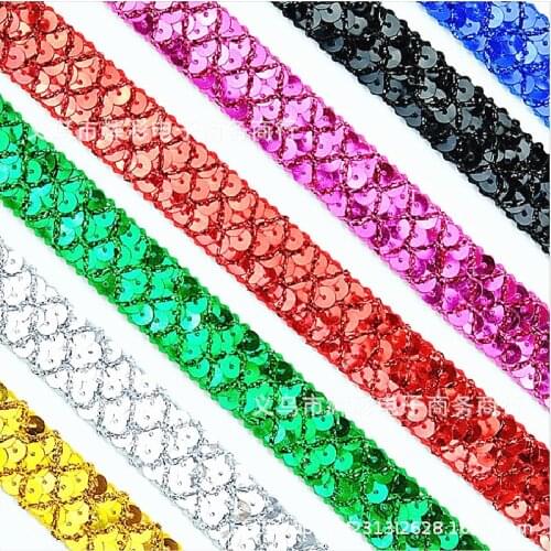YACKALASI 13 Yds Gold Braided Band Lace Sequined Trims Crochet Scalloped Cosplay Costumes Appliqued Sewing Apparel Ribbon 2CM