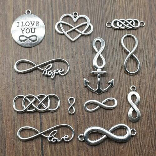 20pcs Infinity Charms Connector Infinity Charms For Jewelry Making Love Infinity Charms Antique Silver Color