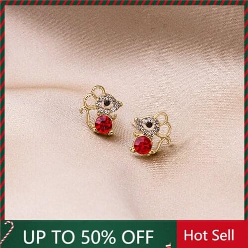 Needle 2021 Cartoon studded Red Earrings Zodiac Zodiac Year Mini Animal Earrings Earrings for Women Jewelry