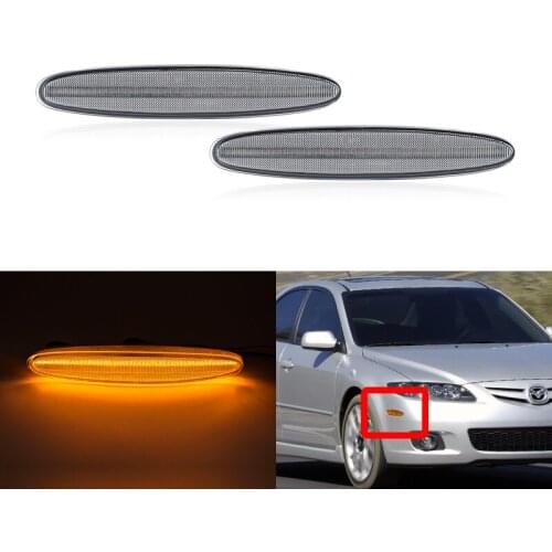 2x Fits For Mazda 6 Mazdaspeed6 GG GY GG1 GY1 2003 2004 2005 2006 2007 2008 Clear Lens Amber Led Side Marker Lights