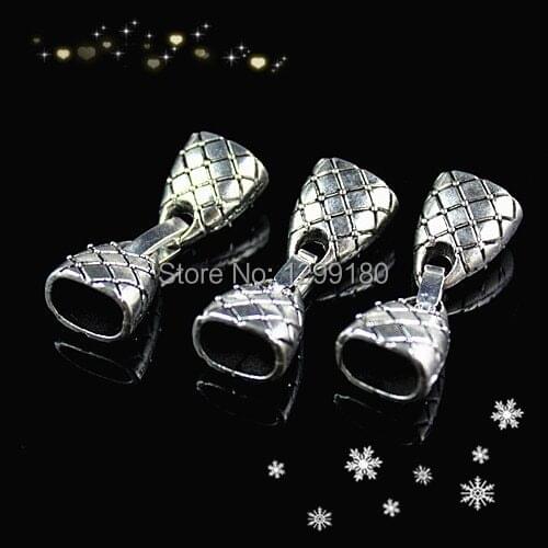 30sets/lot Antique Silver Fold Over Lobster Clasp Necklace Hook Fings bails for Pendant Bracelet Clasp Hole:7x10mm (K00539)