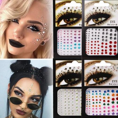 3D Sexy Crystal Eyes Glittering Face Body DIY Diamond Party Jewelry Makeup Tools Eye Makeup Accessories Disposable Sticker