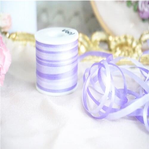 4mmx10m/roll variegated of 100% pure silk embroidery ribbon thin taffeta high quality silk edge ribbon Anya Ribbon Handcraft