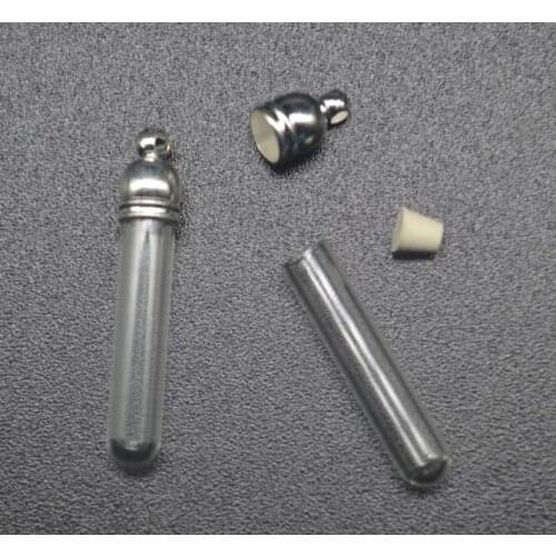50pcs/lot 25*5mm tube wishing glass bottle locket necklace pendant name rubber plug silver/bronze/gold 3 color 5mm metal cap