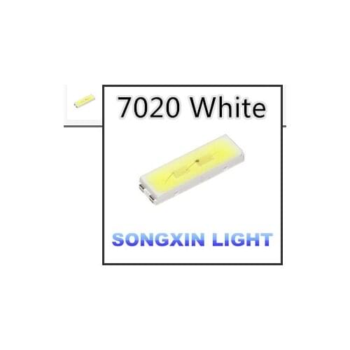 500pcs/LOT 7020 SMD LED 7020 White 7020 diodes light-emitting diode 7020 side 0.5w cool white CW 8000k-13000k 3v 150ma led