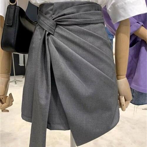 Asymmetrical Bandage Women Skirts Summer New Design 2021 Solid Elegant Office Lady Fashion Clothing Skirt Top Quality