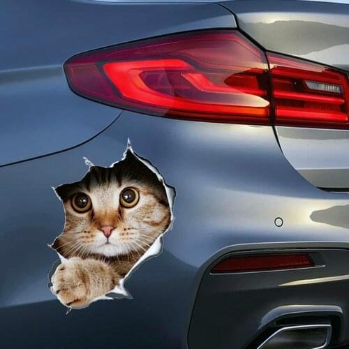 Car Stickers 3D Stereo Anime Funny Creative Personality Kitten Dog Simulation Decorative Accessories Creative PVC 18cm*13cm