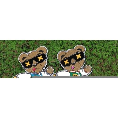 Design large embroidery big bear animal cartoon patches for clothing HE-33