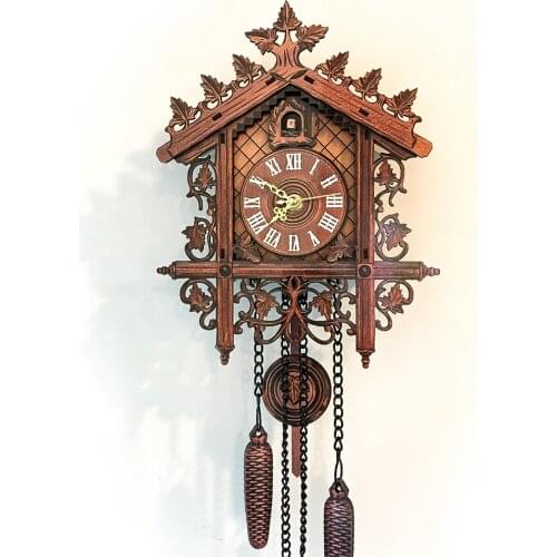 MDF Material Clock Living Room Wall Clock Antique Design Bird Cuckoo Alarm Clock Wall Watch Home Decoration Time Alarm ZA315
