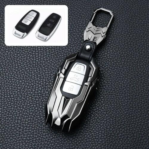 Armor Style Metal Smart Car Key Case Cover Holder Shell Keychain Accessories For Audi A7 A8 A6 A3 A4 A6 Q5 Q8