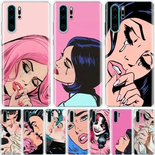 Pink Cartoon Crying girl Face Phone Case For Huawei Honor 9 8A 8S 8X 7X 7A 20 10 Lite Pro 9X Y9 Y8 Y7 Y6 Y5 V20 V30 10i20i Y9S C