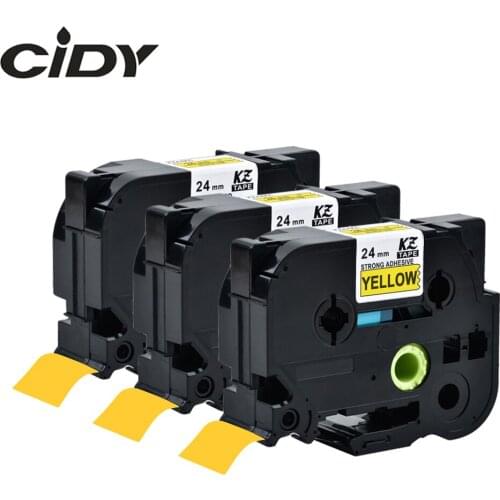 CIDY 3pks TZe S651 TZe-S651 TZ-S651 TZ S651 Strong Adhesive Laminated Ribbon Black on Yellow Tape Cartridge For Brother
