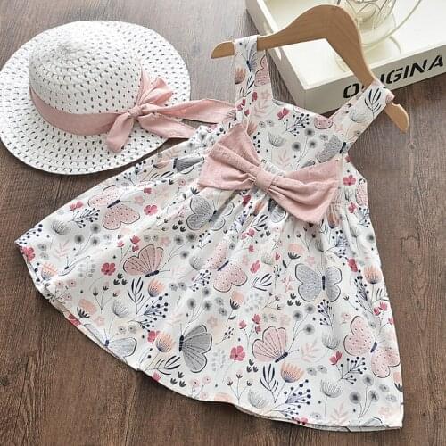 Baby Cute Girls Princess Dresses With Hat 2021 New Cute Vestidos Outfit Summer Baby Dresses Floral Costumes Kids Girls Costume