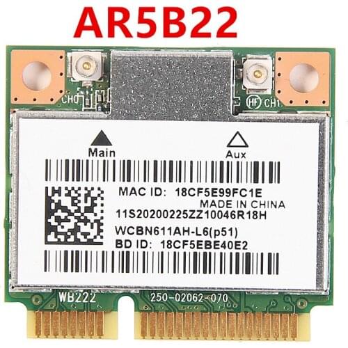Dual band 300Mbps Wifi AR5B22 Wireless 802.11bgn Half Mini PCI-E WLAN 2.4G/5Ghz Wi-Fi + Bluetooth 4.0 COMBO Lan Network card