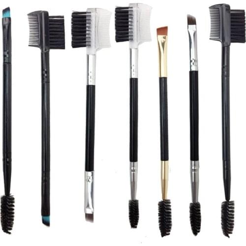 1 Pcs Double End Eyebrow Comb Brow Lash Brush Eye Makeup Eyelash Grooming Makeup Brush Nylon Fiber Portable Cosmetics Tool
