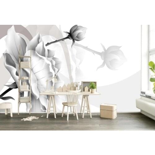 European style retro flower black and white living room TV background wall painting home decoration murals custom 3d wallpaper