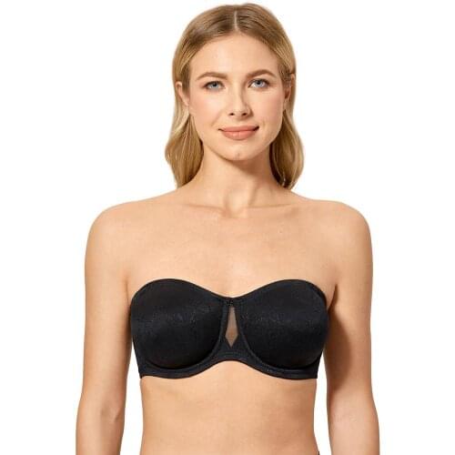 Smooth Women Strapless Bra Non Padded Underwire Bras Plus Size Jacquard Convertible Bralette