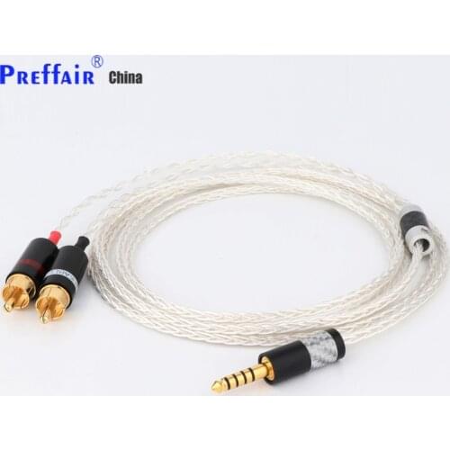 HIFI 8 cores pure silver plated 4.4mm 3.5mm to 2rca jack aux audio cable Headphone amp connecting line interfaz de audio
