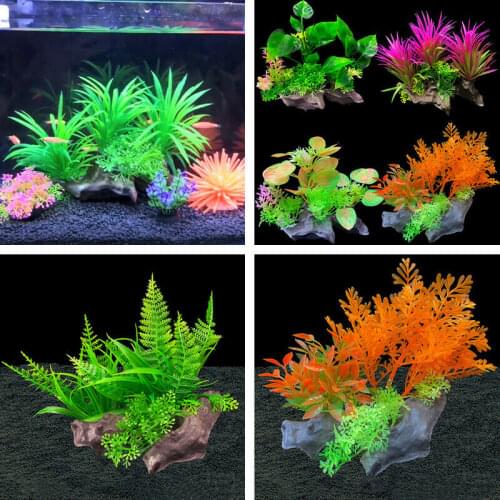 Artificial Aquarium Plastic Plants Fish Tank Underwater Aquatic Fake Shrub Green Water Grass Viewing Simulation Decoration 1pc