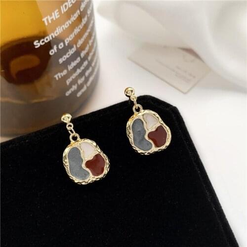 Korean fashion retro color matching pendant earrings 2020 new creative all-match jewelry gift statement earrings for women