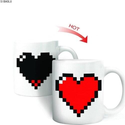 Creative Heart Magic Temperature Changing Cup Color Changing Chameleon Mugs Heat Sensitive Cup Coffee Tea Milk Mug Novelty Gifts