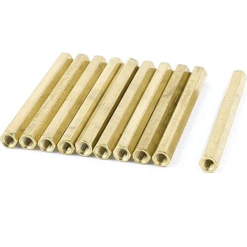 M3 x 50mm Female/Female Thread Brass Hex Standoff Spacer 10pcs