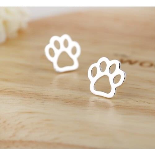 Tiny Small Stainless Steel Dog Cat Paw Earring Footprint Stud Earings Fashion Animal Earings Piercing Pendientes Pet Lover Gift