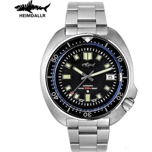 HEIMDALLR Mens Dive Mechanical Watch Sapphire NH35A Automatic Movement Watch C3 Super Luminous 200M Waterproof Diver Watches
