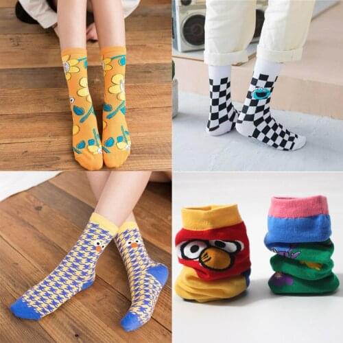 Happy Cartoon Harajuku Design Kawaii Sweet Womens Socks Cute Funny Novelty Art Creative Hip Hop Fashion Trend Socks For Girls