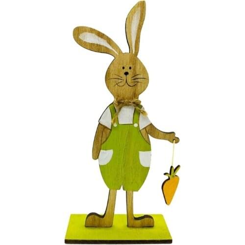 Easter Day Decorations Wooden Rabbit Bunny Carrot Flower Happy Valentines Day Wedding Party Ornament DIY Decoration