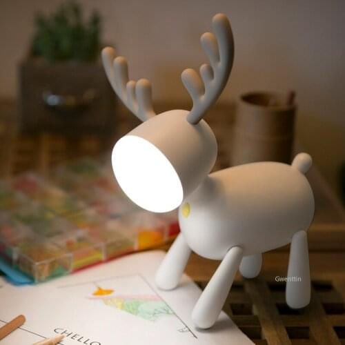 Little Deer Night Lights Baby Kids Night Lamp Dimming Changeable USB Charge LED Lighting Fixtures for Bed Bedside Desk Lamp Gift