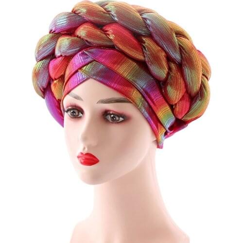 Latest Designs African Accessories Auto Gele Aso Oke Headtie Nigerian Wedding Gele Ready Wear Turban Head Wraps Africa Clothing