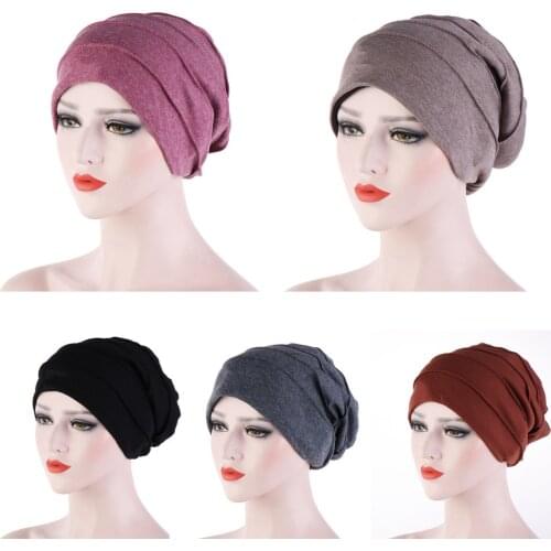 New Cotton Hat For Women Men Keep Warm Baggy Beanie Hip Hop Chemo Cap Hat Hair Care Bonnet Hair Loss Hat Headwear Hats - 5Colors