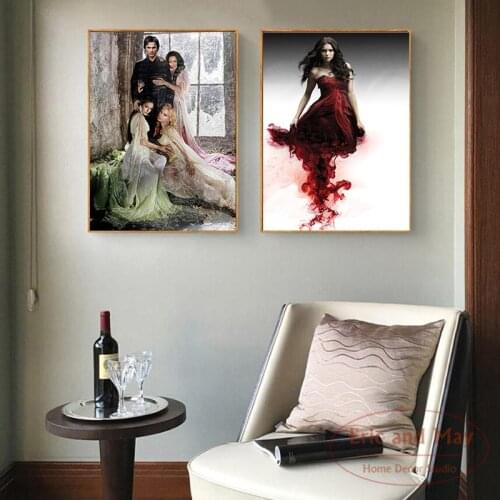 The Vampire Diaries Characters Retro Tv Movie Posters And Prints Canvas Painting Art Wall Pictures Aesthetic Room Decor Plakat
