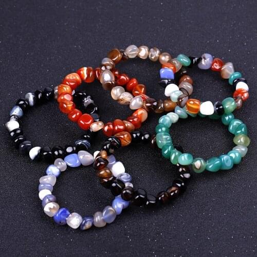 ROYGBIP Brand Fashion 8x12mm Natural Stone Mix Colour Random Shape Ice Crack Onyx Bracelet For Women Men Jewelry
