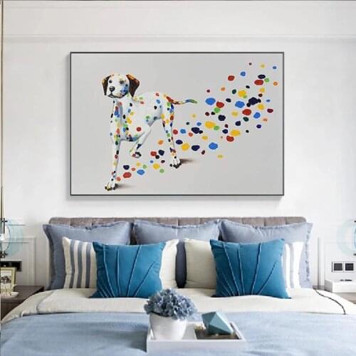 Hand-painted High Quality Animal Dalmatian Dog Oil Painting on Canvas Beautiful Wall Art Funny Dots Dog Oil Painting No Frame